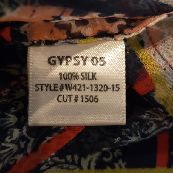 Gypsy 05 Silk Blouse Button Up Sleeveless Print - XS - Picture 5 of 5